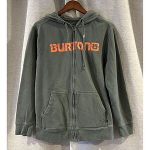 Burton Hoodie Men's Large Green Full Zip Sweatshirt Snowboarding